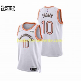 Maillot Basket San Antonio Spurs Jeremy Sochan 10 Nike 2023-2024 City Edition Blanc Swingman - Enfant